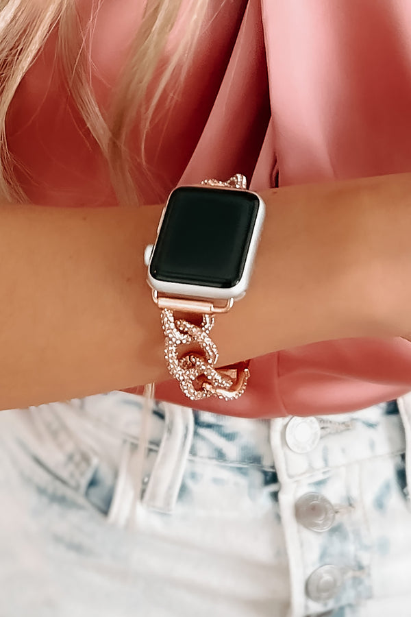 Glamour Hour Rhinestone Chain Apple Watch Band (Rose Gold) - NanaMacs