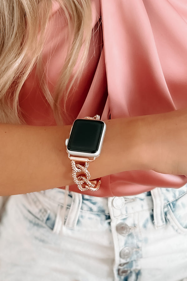 Glamour Hour Rhinestone Chain Apple Watch Band (Gold) - NanaMacs