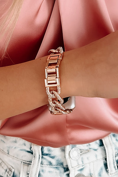 Glamour Hour Rhinestone Chain Apple Watch Band (Rose Gold) - NanaMacs