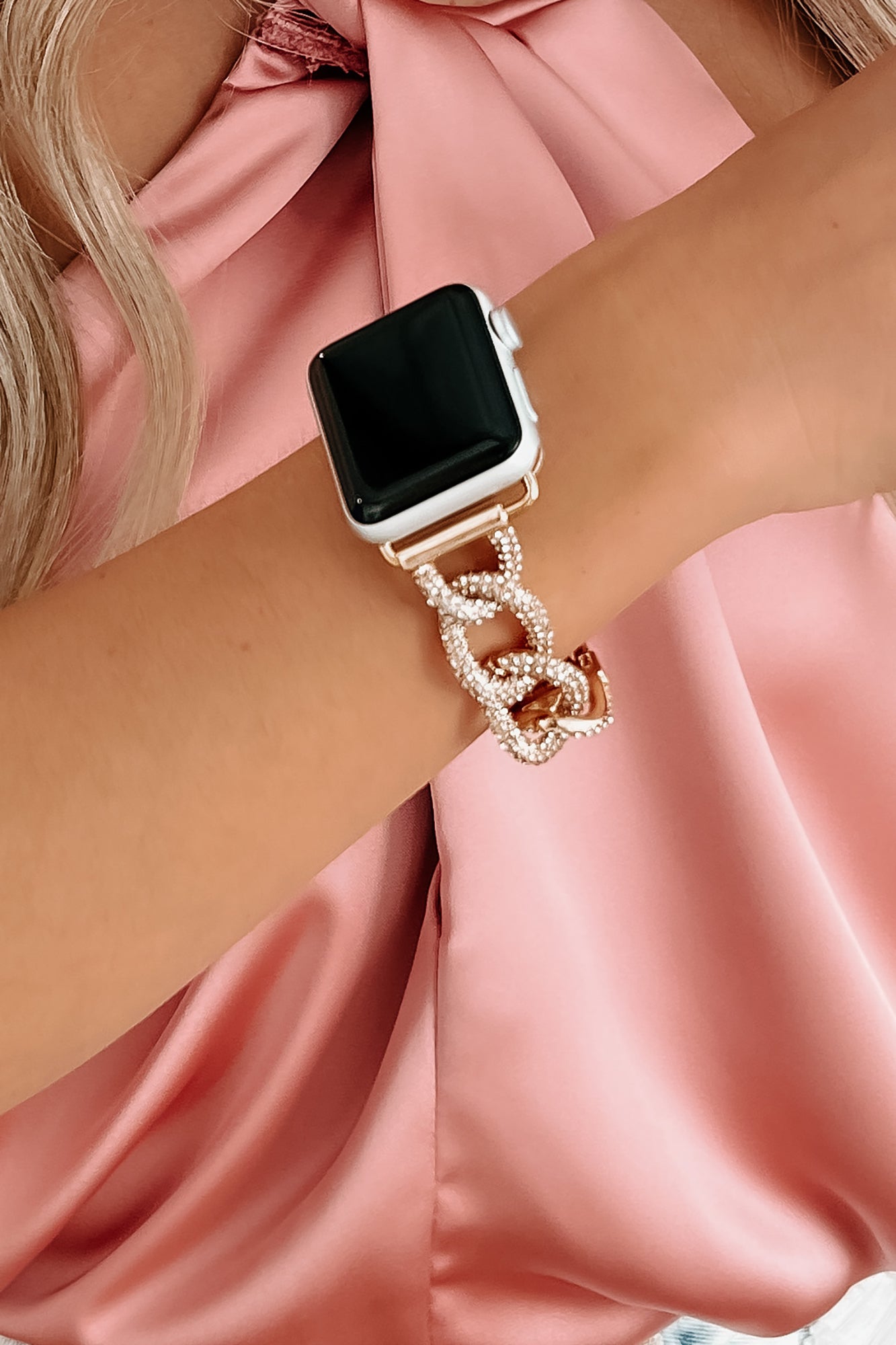 Glamour Hour Rhinestone Chain Apple Watch Band (Gold) - NanaMacs
