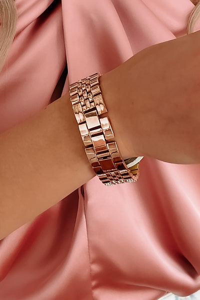 High Roller Rhinestone Embellished Metal Apple Watch Band (Rose Gold) - NanaMacs
