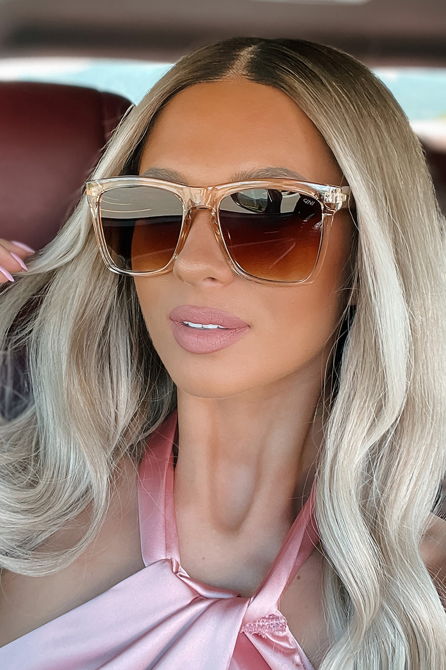 Match My Vibe Transparent Square Frame Sunglasses (Crystal Brown/Brown) - NanaMacs