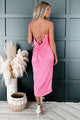 Buy Me A Drink Cowl Neck Midi Dress (Hot Pink) - NanaMacs