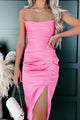 Buy Me A Drink Cowl Neck Midi Dress (Hot Pink) - NanaMacs