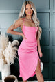 Buy Me A Drink Cowl Neck Midi Dress (Hot Pink) - NanaMacs