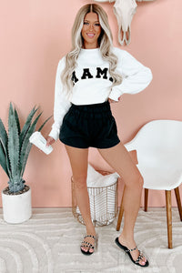 You Go Mama NanaMacs Original Varsity Patch Mama Crewneck Sweatshirt (White) - NanaMacs