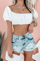 Wished For More Off The Shoulder Puff Sleeve Crop Top (White) - NanaMacs