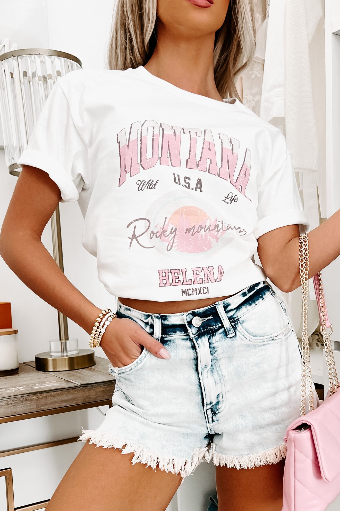 "Montana Rocky Mountains" Graphic - Multiple Shirt Options (White) - Print On Demand - NanaMacs