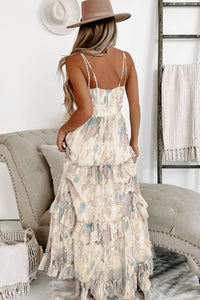 Brunch Vibes Patterned Cut-Out Maxi Dress (Cream Multi) - NanaMacs