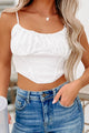 Stated Purpose Ruched Bust Crop Top (White) - NanaMacs