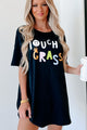 "Touch Grass" Oversized Graphic T-Shirt Dress (Black) - Print On Demand - NanaMacs
