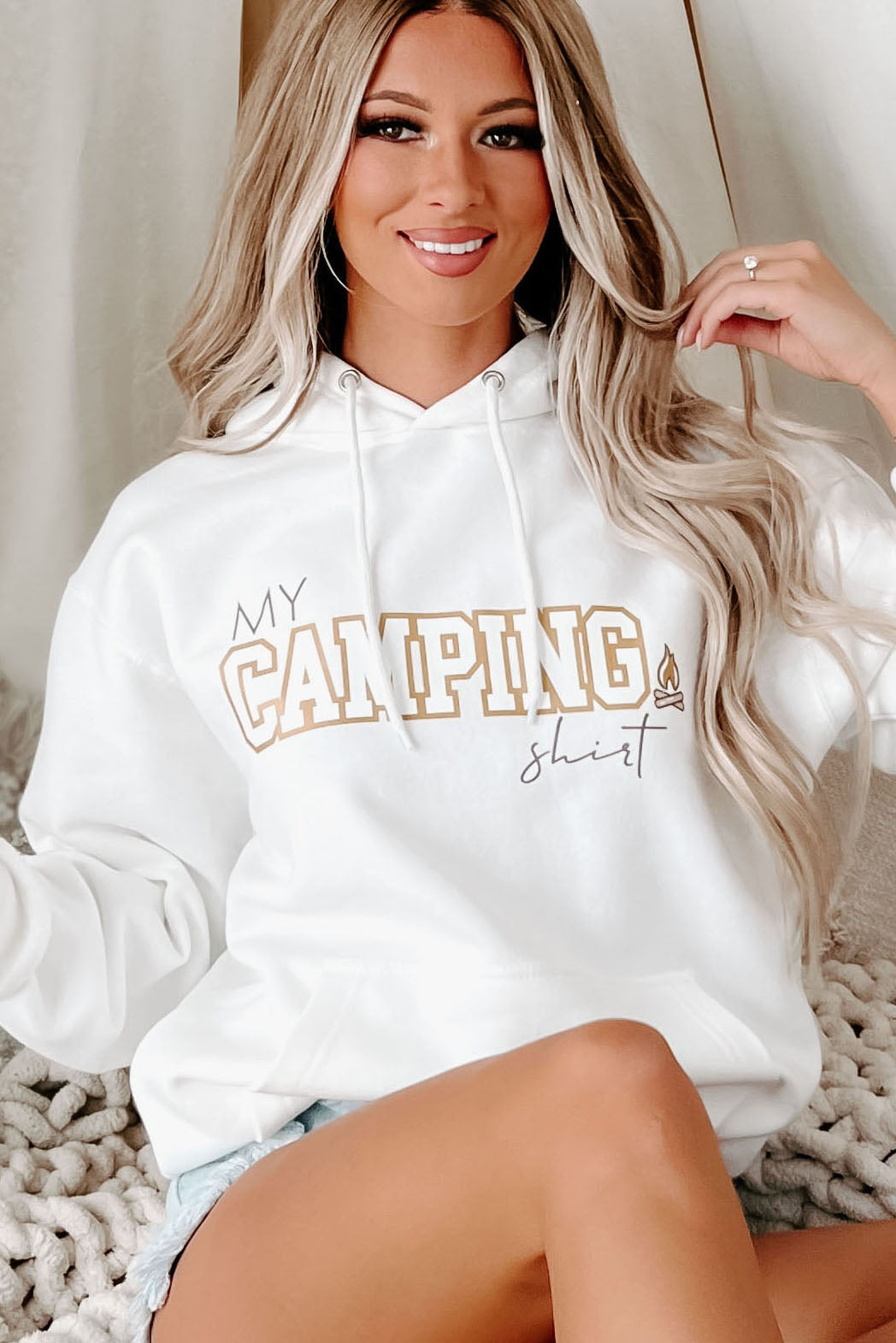 "My Camping Shirt" Metallic Graphic - Multiple Shirt Options (White) - Print On Demand - NanaMacs
