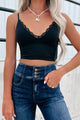 Simple And Sassy Lace Back Padded Bralette (Black) - NanaMacs