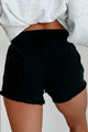 Simple Sass Frayed Drawstring Hem Shorts (Black) - NanaMacs