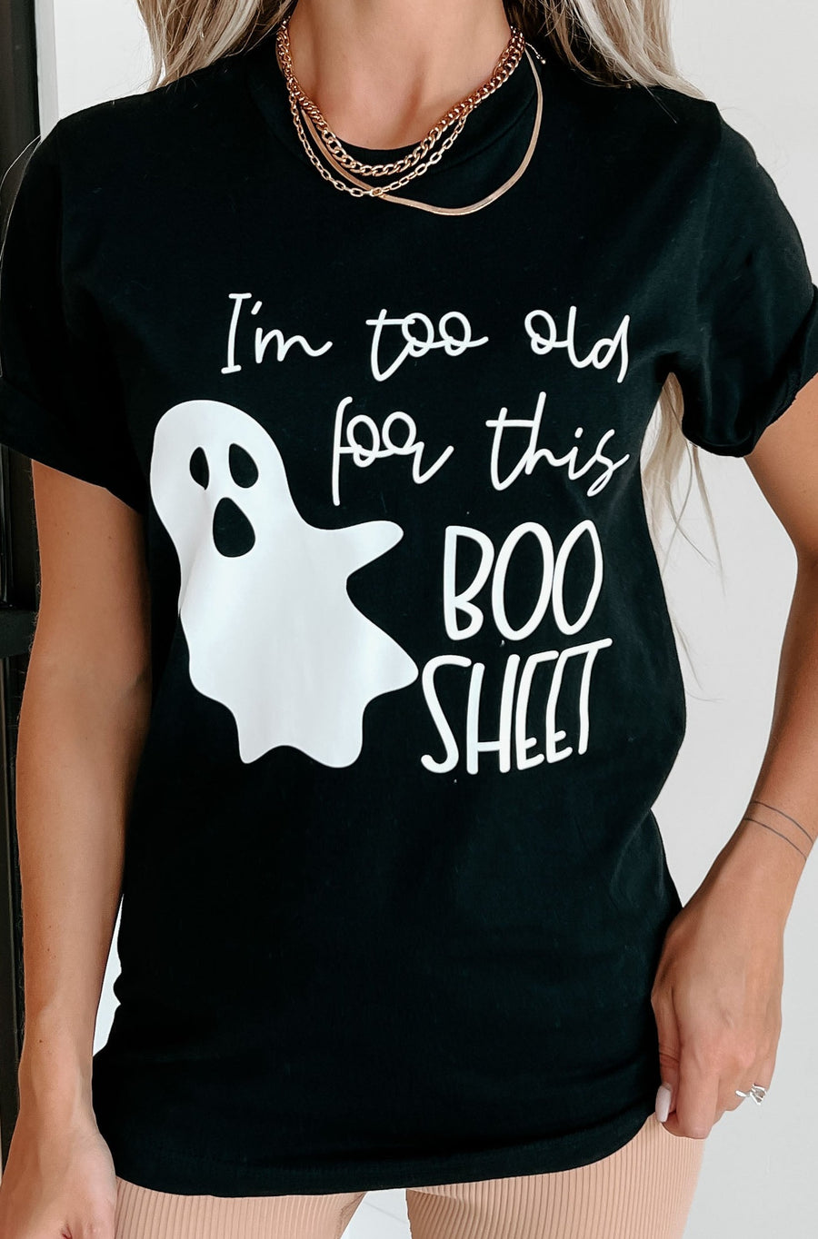 "Too Old For This Boo Sheet" Graphic - Multiple Shirt Options (Black) - Print On Demand - NanaMacs