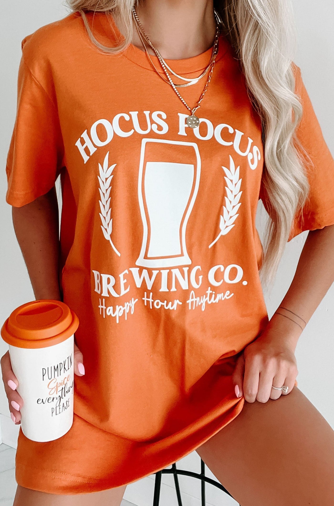 "Hocus Pocus Brewing Co." Graphic T-Shirt (Burnt Orange) - Print On Demand - NanaMacs