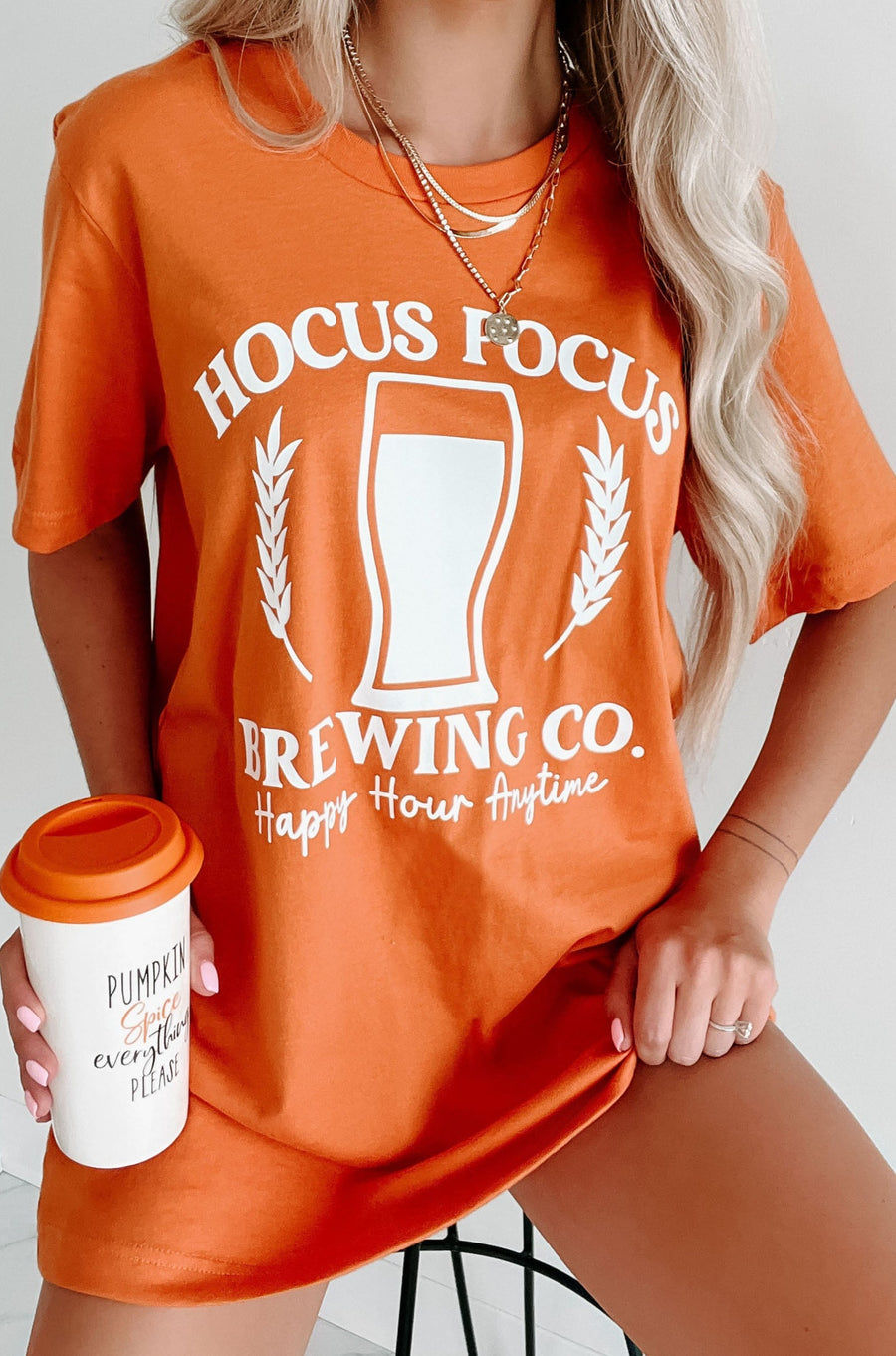 "Hocus Pocus Brewing Co." Graphic T-Shirt (Burnt Orange) - Print On Demand - NanaMacs