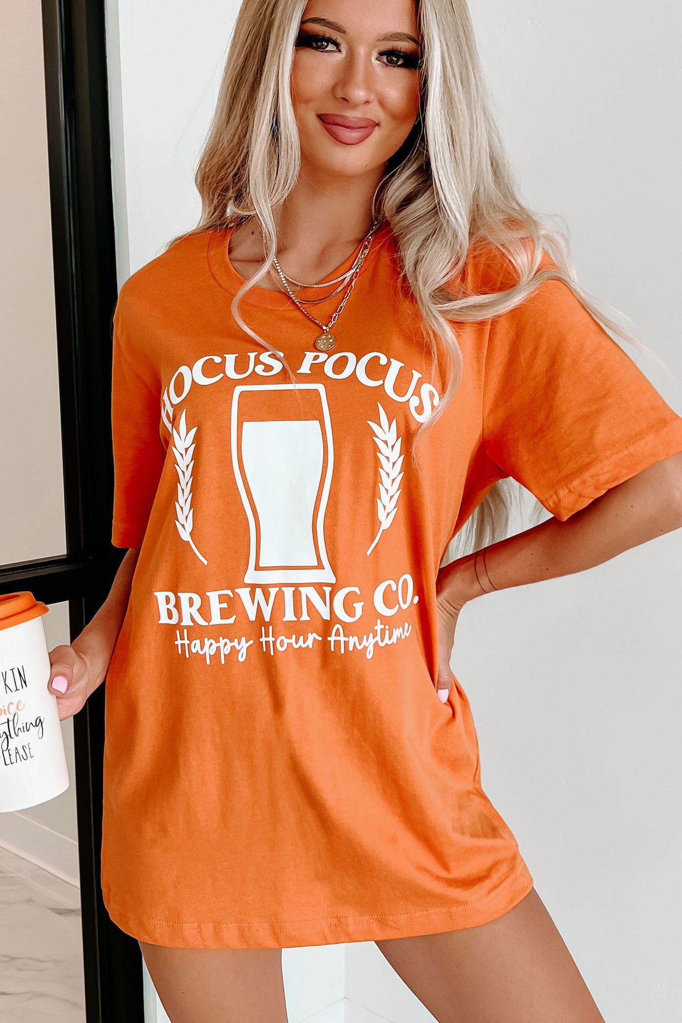 "Hocus Pocus Brewing Co." Graphic T-Shirt (Burnt Orange) - Print On Demand - NanaMacs