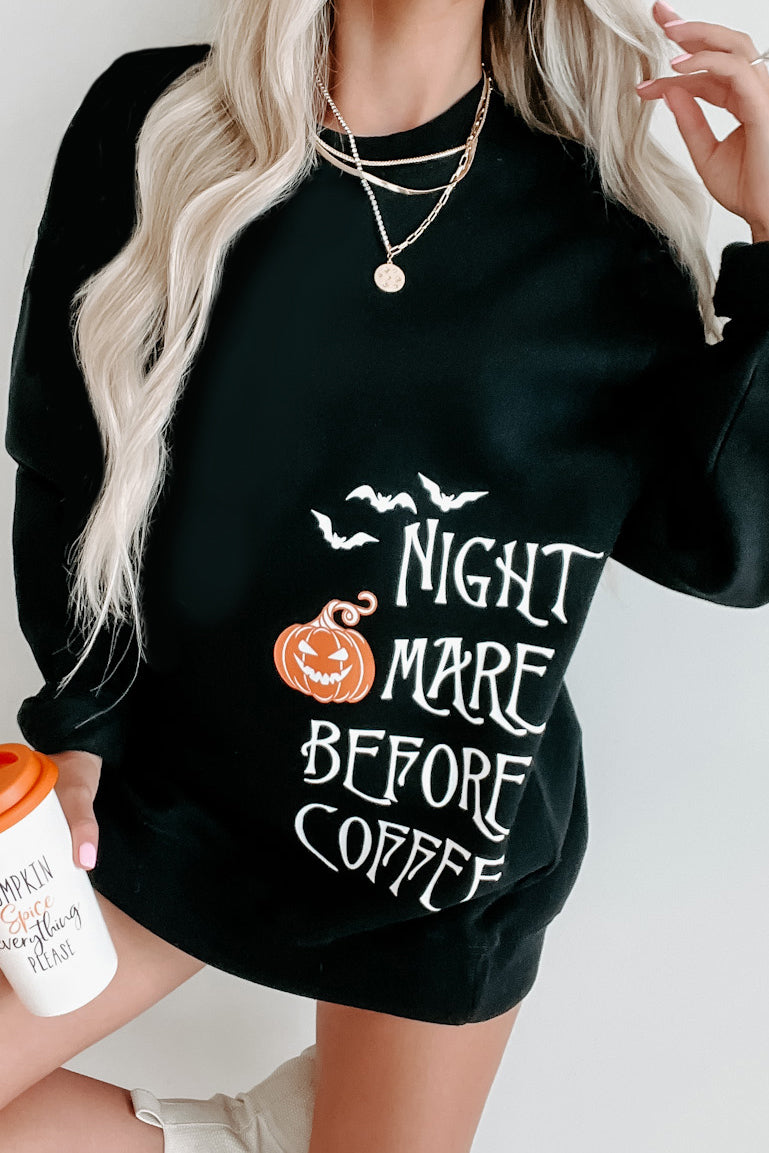 "Nightmare Before Coffee" Graphic Multiple Shirt Options (Black) - Print On Demand - NanaMacs
