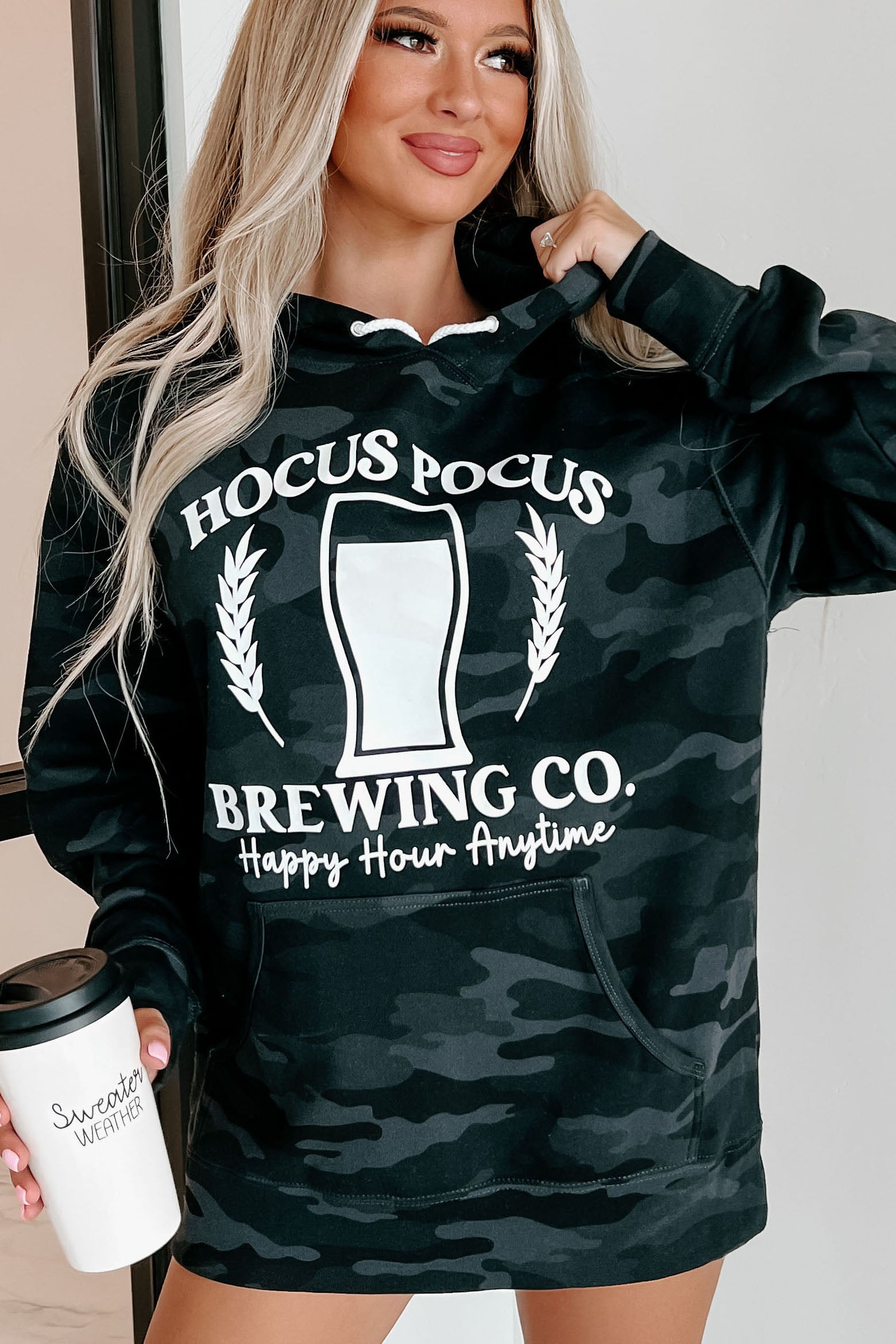 "Hocus Pocus Brewing Co." Graphic Hoodie (Black Camo) - Print On Demand - NanaMacs
