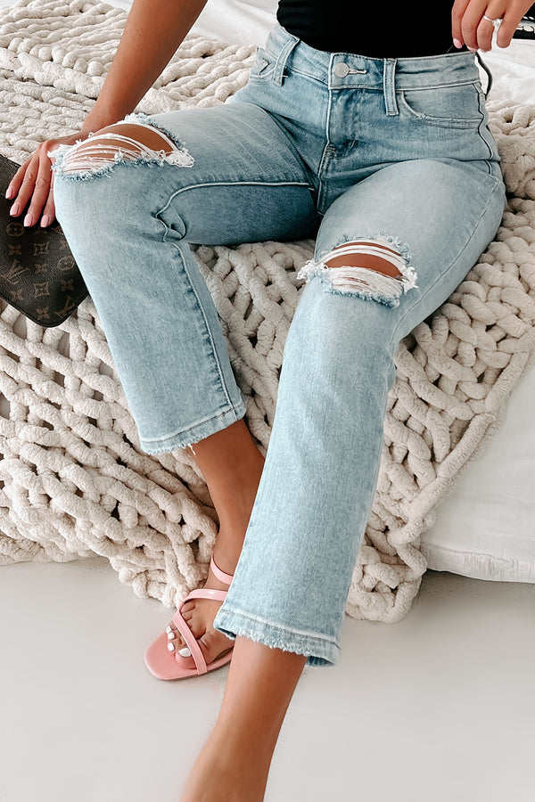 Gabby Mid-Rise Vervet Straight Leg Distressed Jeans (Light) - NanaMacs