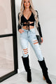 Let's Talk High Rise Distressed Cropped Flare Risen Jeans (Light) - NanaMacs