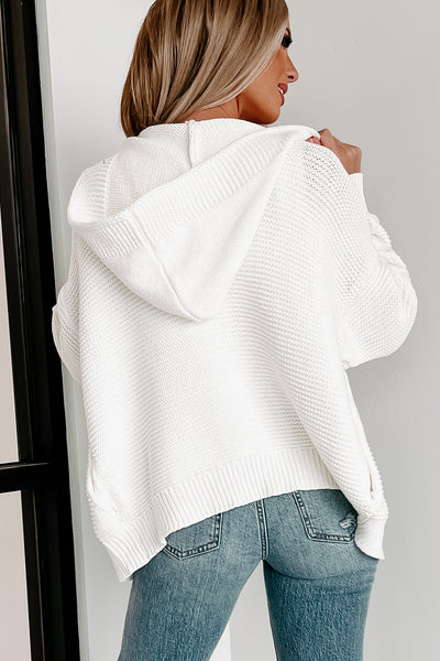 More Power To You Open Front Hooded Cardigan (Ivory) - NanaMacs