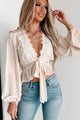 Sexy In The City Tie-Front Lace Detailed Top (Ivory) - NanaMacs
