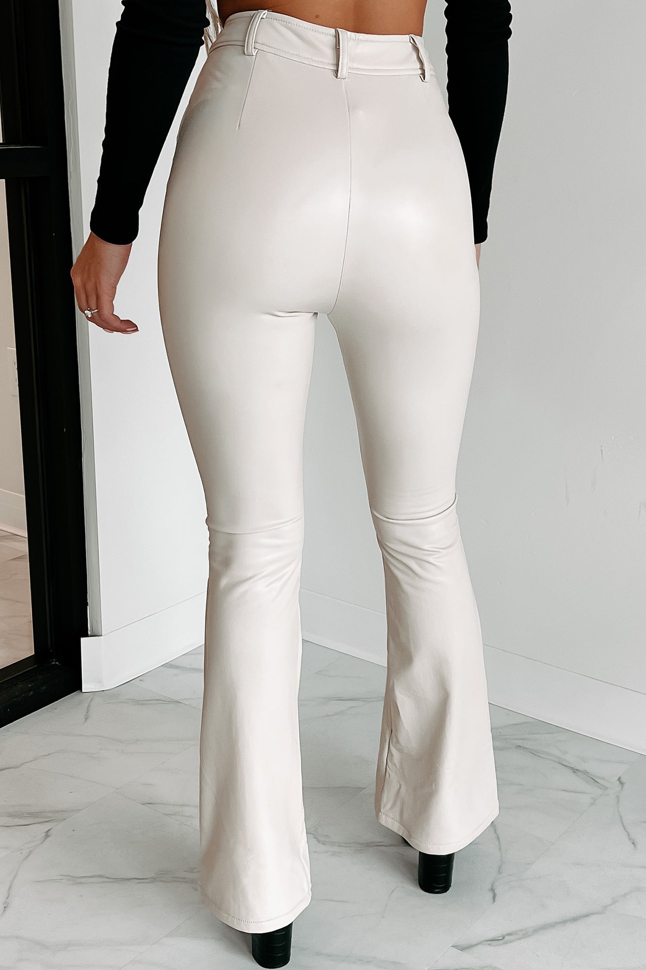 Off White wide flare Leather pants 40