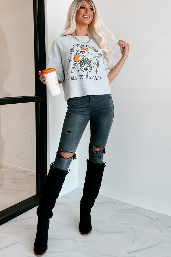 A Little Unstable High Rise Distressed Skinny Jeans (Grey) - NanaMacs