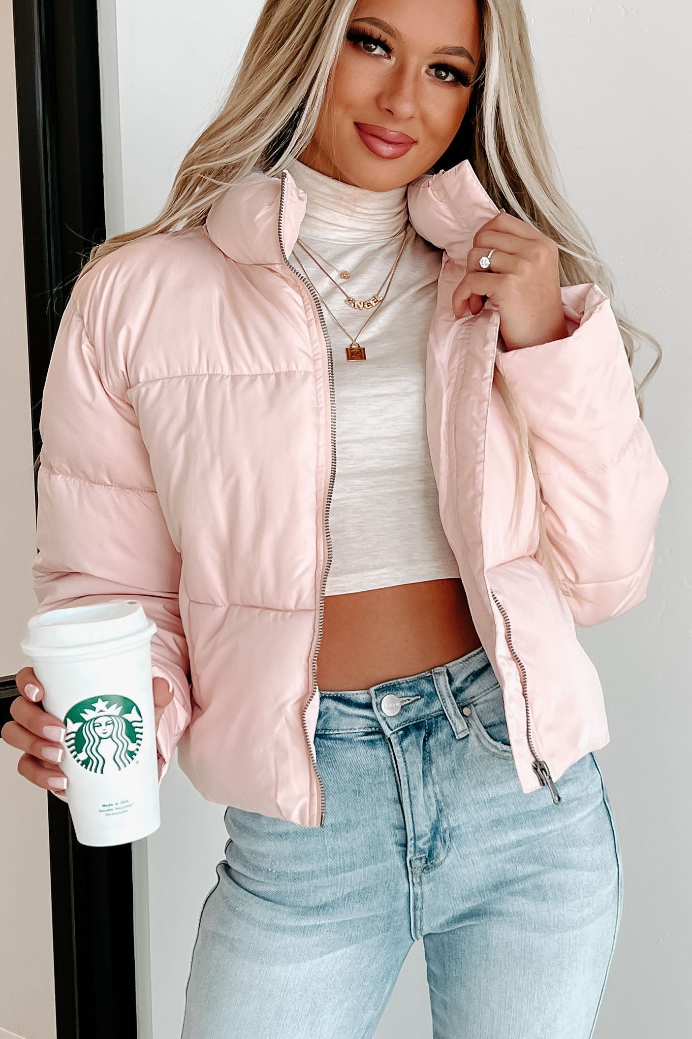 Blush puffer sales jacket