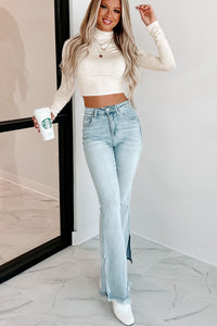 Any Day Of The Week Turtleneck Crop Top (Oatmeal) - NanaMacs