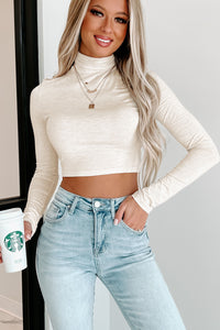 Any Day Of The Week Turtleneck Crop Top (Oatmeal) - NanaMacs