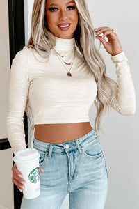 Any Day Of The Week Turtleneck Crop Top (Oatmeal) - NanaMacs