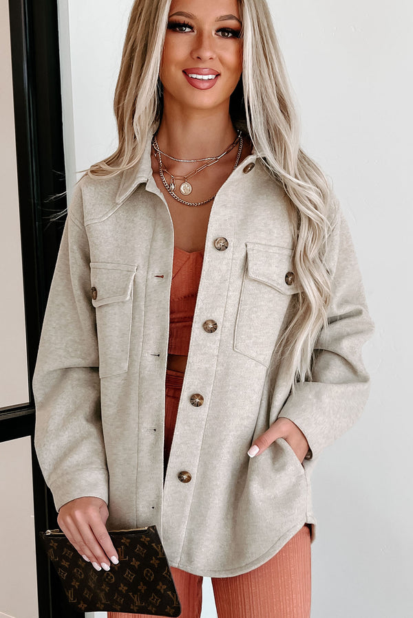 In Real Time Brushed Fleece Shacket (Oatmeal) - NanaMacs