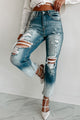 Total Appeal High Rise Distressed Risen Ombre Straight Leg Jeans (Medium/Light) - NanaMacs