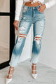 Total Appeal High Rise Distressed Risen Ombre Straight Leg Jeans (Medium/Light) - NanaMacs