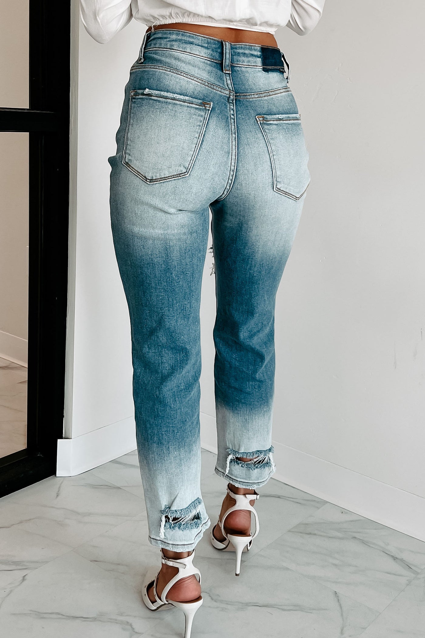 Total Appeal High Rise Distressed Risen Ombre Straight Leg Jeans (Medi ·  NanaMacs