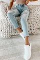 Katya High Rise Distressed Cropped Risen Jeans (Medium) - NanaMacs