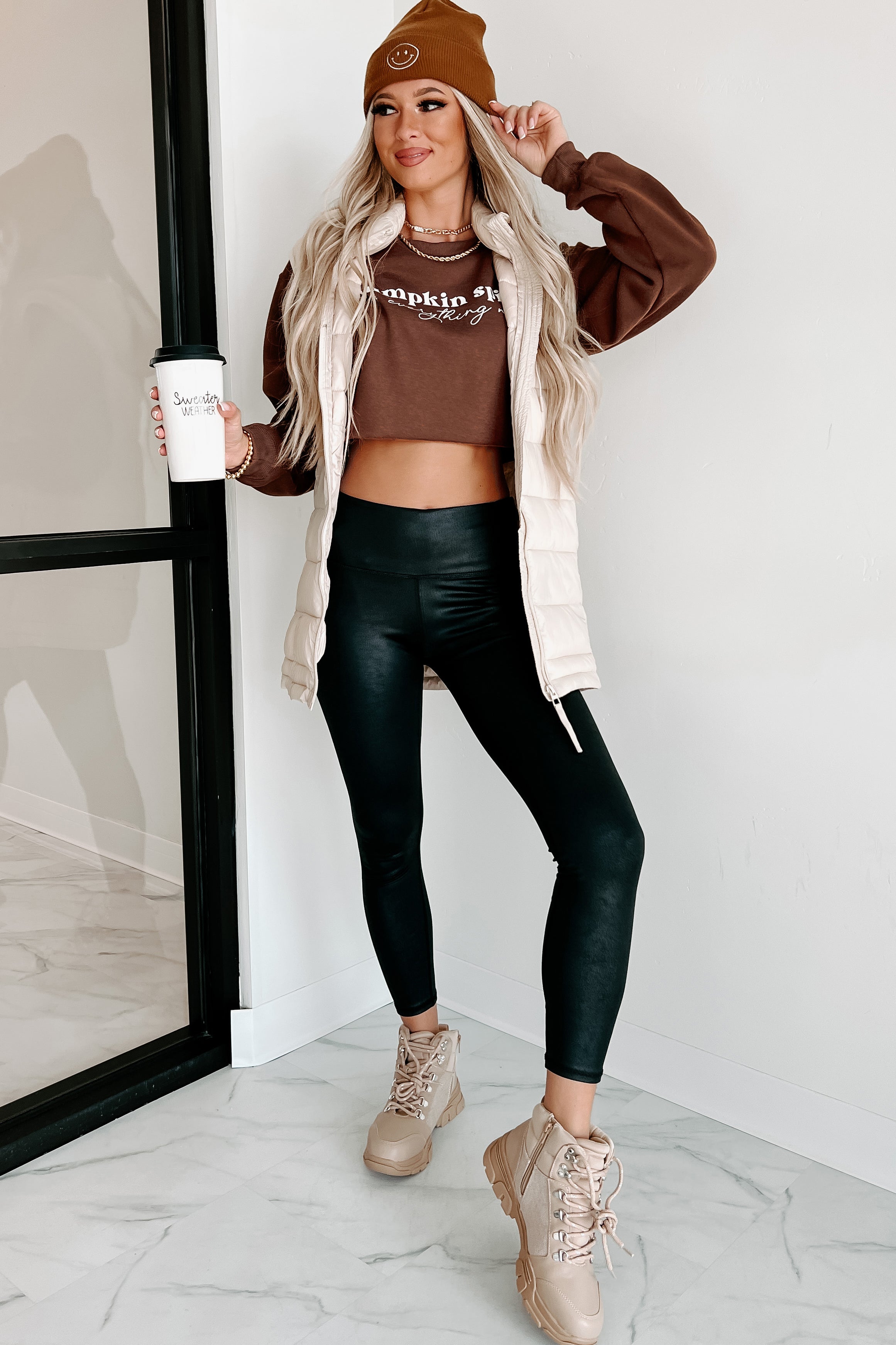 Style Sessions - Grey Sweater and Leather Pants Outfit - Style Elixir