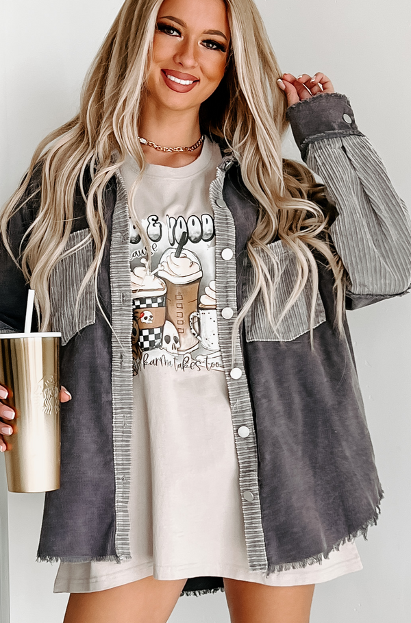 Hoping For The Best Corduroy Colorblock Shacket (Grey Combo) - NanaMacs