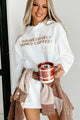 "Aggressively Drinks Coffee" Graphic Hoodie (White) - Print On Demand - NanaMacs