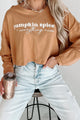 Nice With Pumpkin Spice Long Sleeve Graphic Crop Top (Peanut Butter) - Print On Demand - NanaMacs