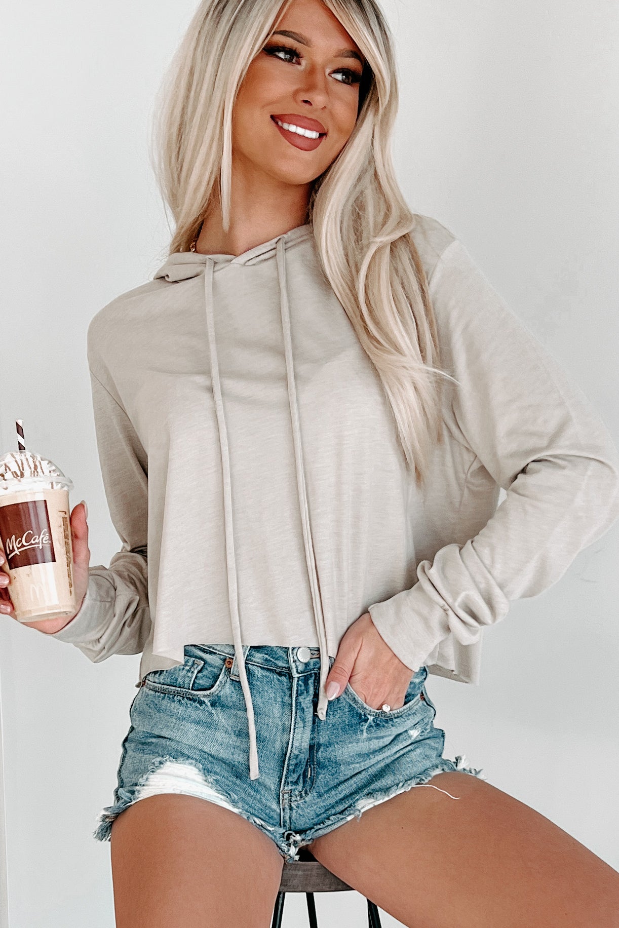 Tan sale crop hoodie