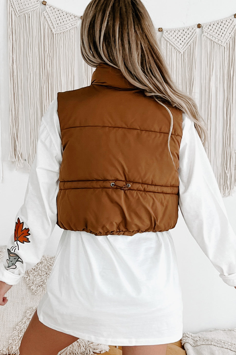 Whistler Welcome Cropped Puffer Vest (Tan) - NanaMacs