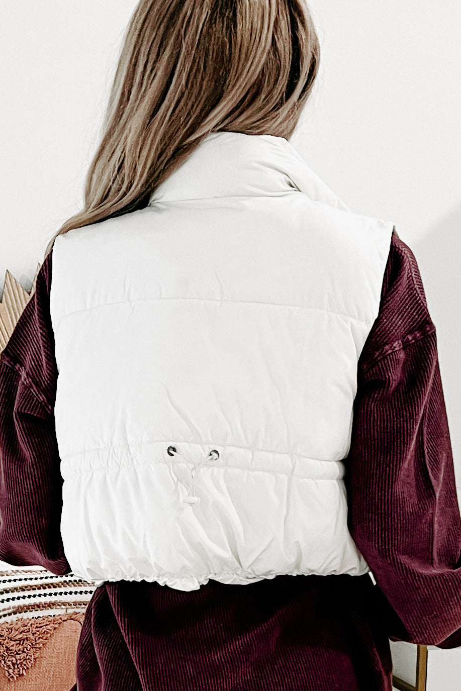 Whistler Welcome Cropped Puffer Vest (White) - NanaMacs