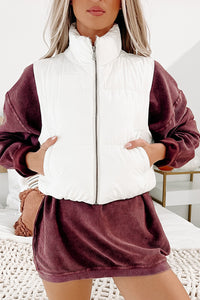 Whistler Welcome Cropped Puffer Vest (White) - NanaMacs