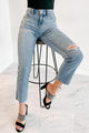 Artsal High Rise Slim Straight Ankle Jeans (Medium Wash) - NanaMacs