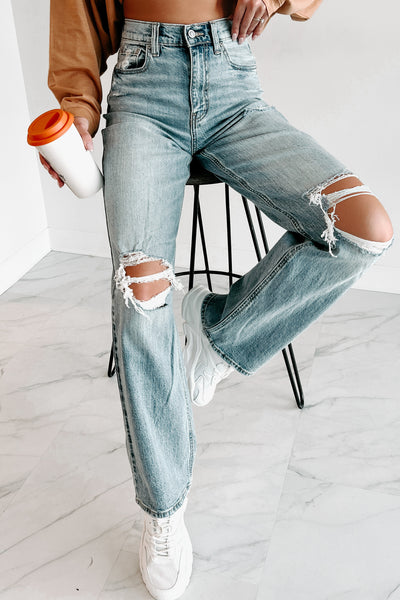 Skater Girl Wide Leg Eunina Jeans (Medium Wash) - NanaMacs