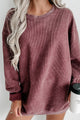 Corded Crewneck Sweatshirt (Maroon) - NanaMacs